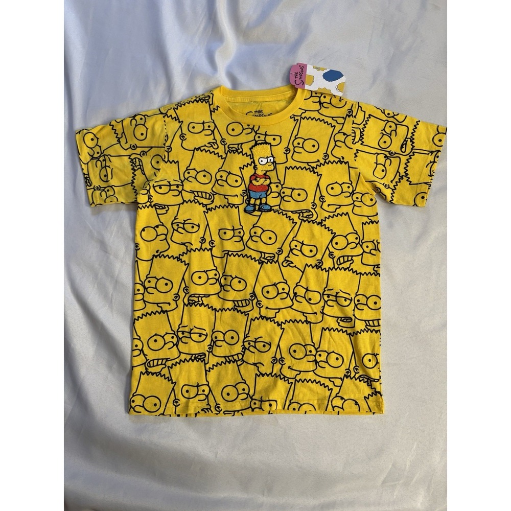 NEW The Simpsons Bart Simpson Graphic T Shirt Boys Large 14 Yellow Bart TSHIRT